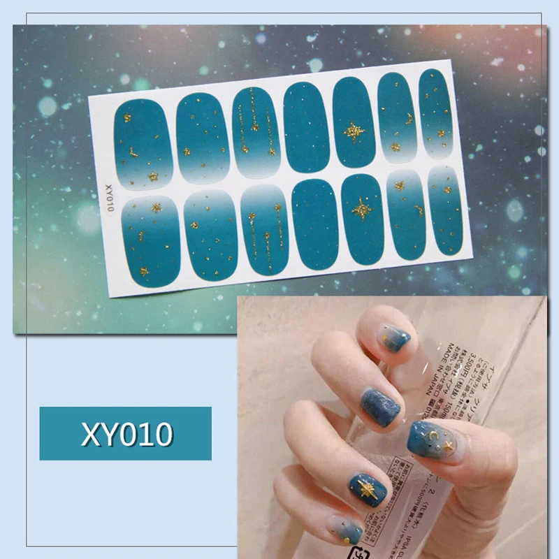 Lamemoria 14 типсов Луна Звезда полное покрытие наклейки для ногтей Обертывания украшения DIY для красоты ногтей наклейки простые наклейки самоклеющиеся