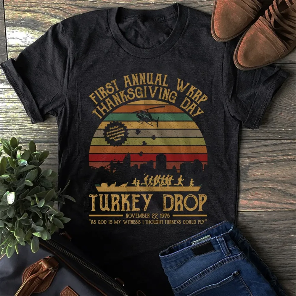 

Vintage First Annual Wkrp Thankgving Day Turkey Drop Novemver 22 1978 Tshirt New Unisex Funny Tops Tee Shirt
