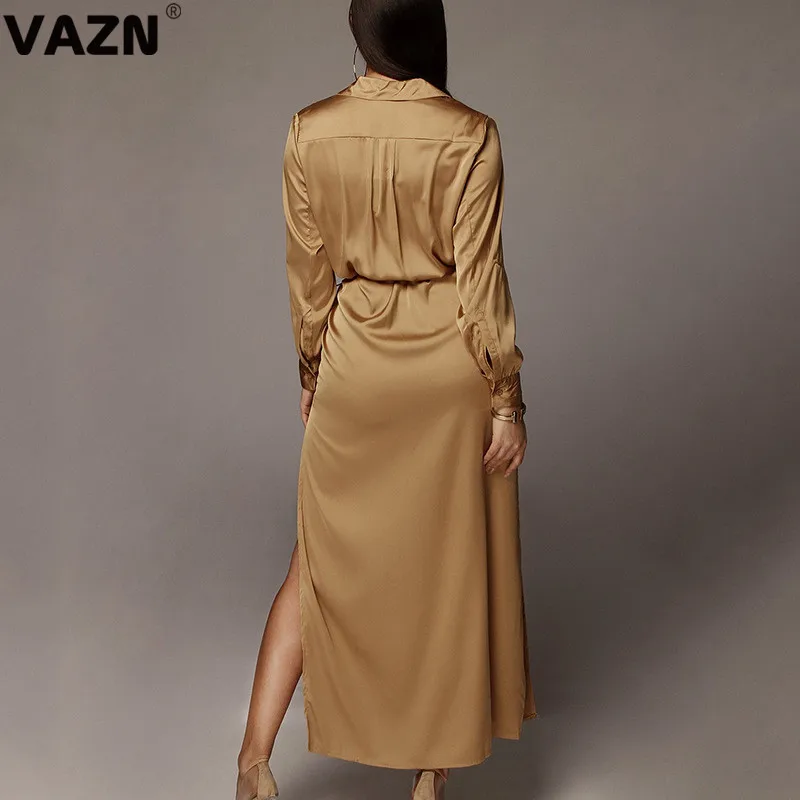 VAZN, новое мягкое свободное платье из жоржета, необычное, неопрятное, сексуальное, Клубное, модное, длинный рукав, на шнуровке, свежее, прозрачное, женское, макси платье