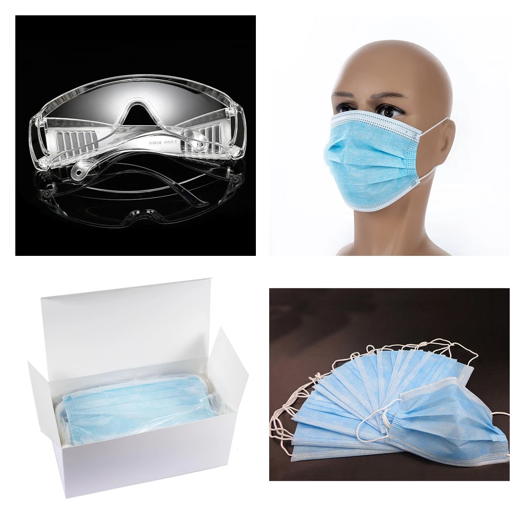 

50 Pcs Medical Disposable Face Mask Mouth Protective Anti-Splashing Goggles Comfortable Non-woven Bags