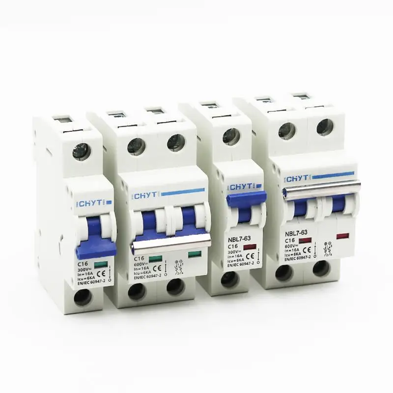 ICHYTI 2P DC 1000V 600V Solar Mini Circuit Breaker 6A 10A 16A 20A 25A 32A 40A 50A 63A DC MCB for PV System