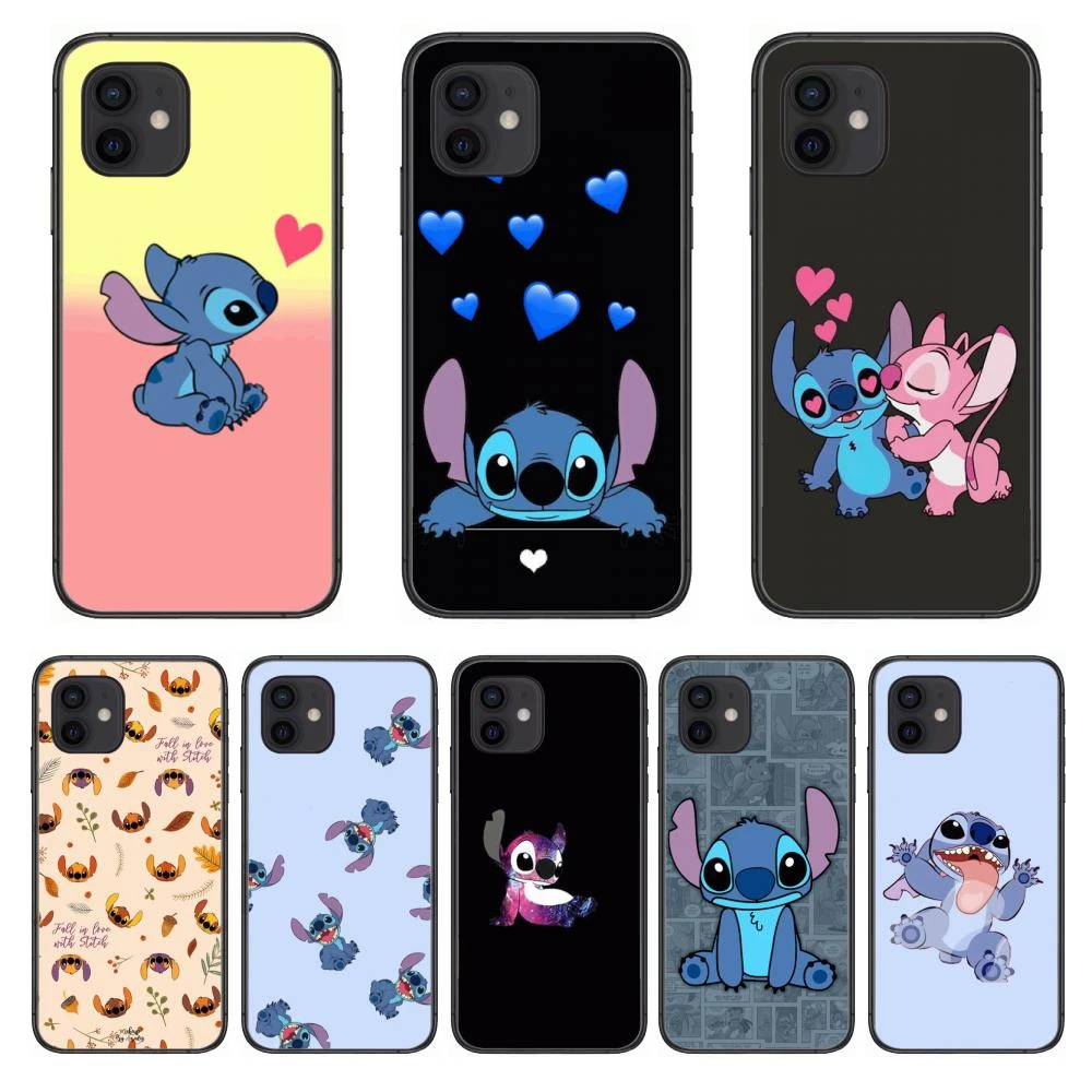 Disney Stitch Cute Style Phone Case Cover For Iphone 12 Pro Max 11 8 7 6 S Xr Plus X Xs Se Mini Black Cell Shell Phone Case Covers Aliexpress