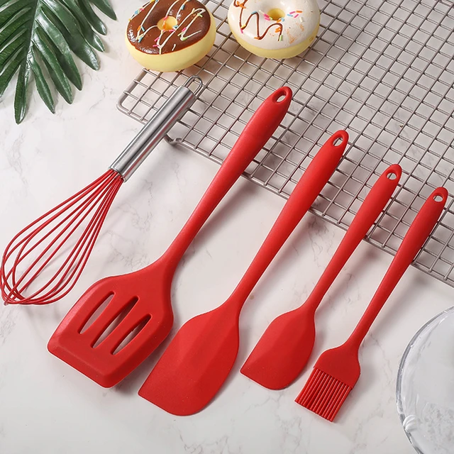 Silicone Spatula Set for Nonstick Cookware,Silicone Spatulas Heat Resistant  with Silicone Scraper/Brush/Whisk