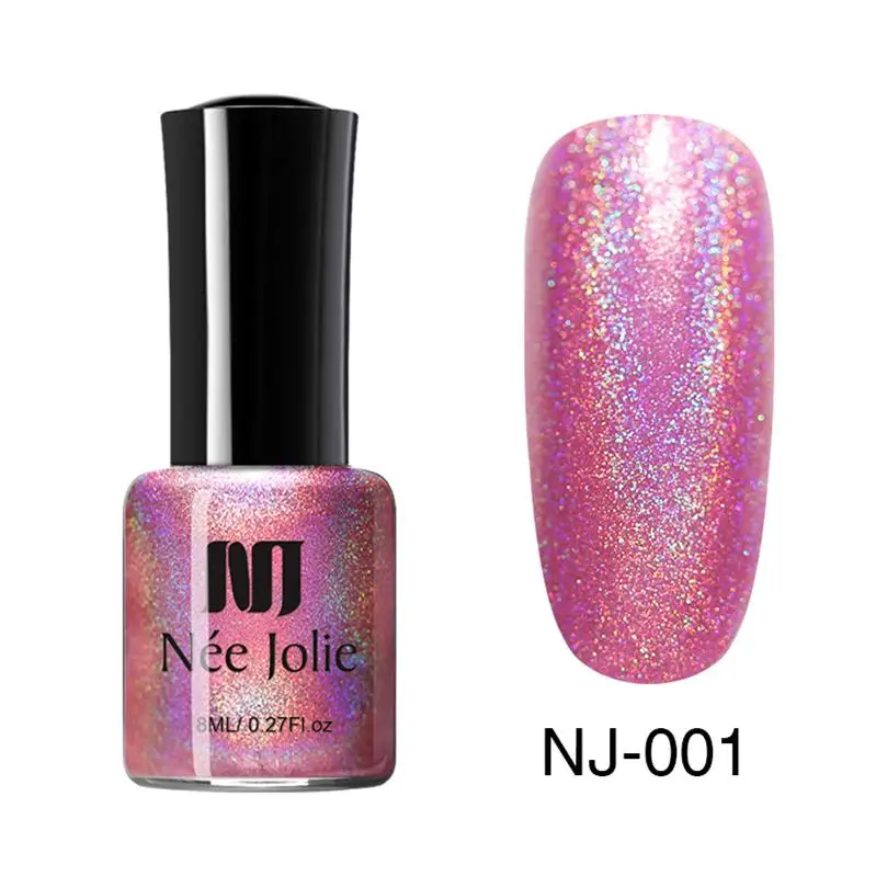 8ml Holo NJ-01 Матовый лак для ногтей NEE JOLIE 65 цветов 8/7. 5/3. 5 мл стойкий лак для ногтей Быстросохнущий лак для ногтей с голографическим эффектом - Цвет: 8ml Holo NJ-01