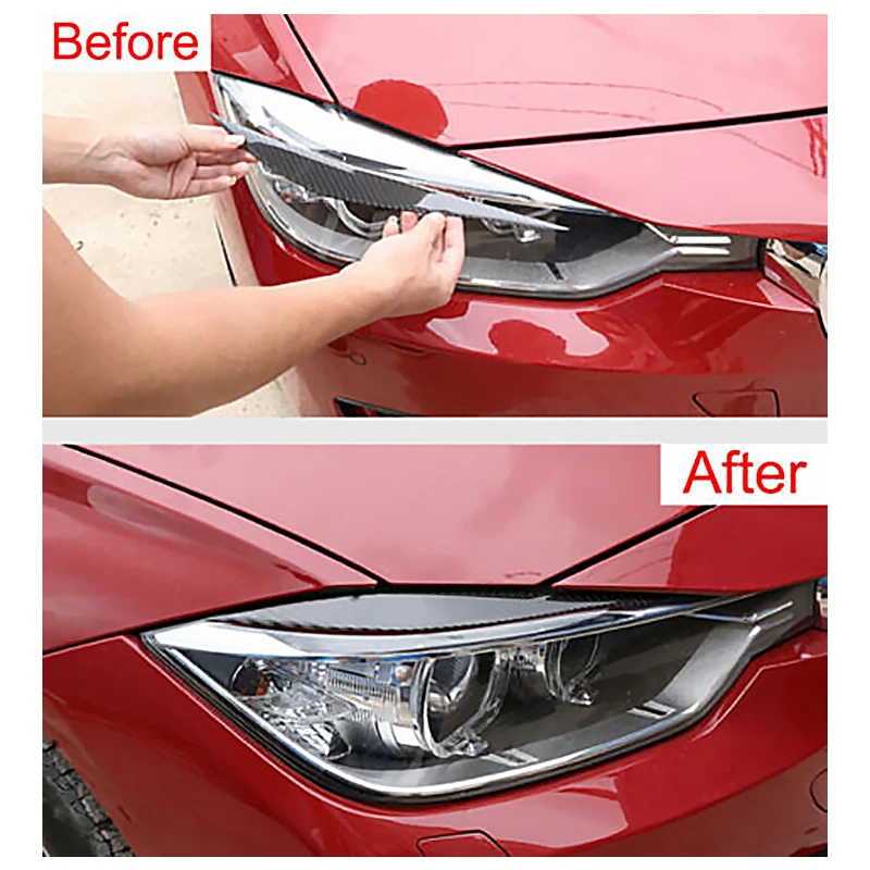 Car Headlight Stickers 2Pcs Carbon Fiber Headlight Eyebrows Eye Lid Cover Moulding Trims For BMW 4 Series F32 F33 F36 M3 F80 M4