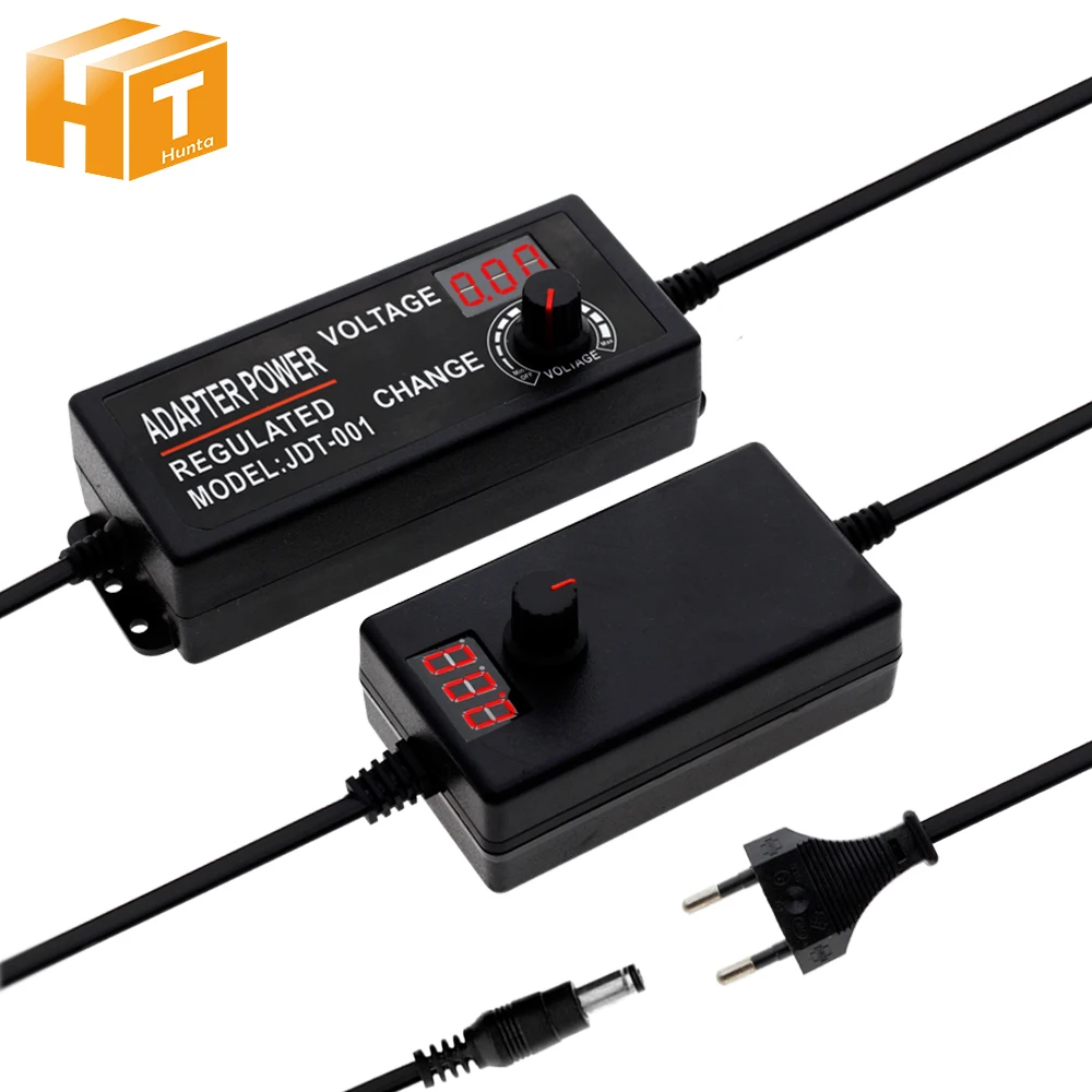

Adjustable AC/DC Adapter 3-12V 9-24V Voltage Regulated Adapter with Display Screen Universal Power Supply EU/US Plug.