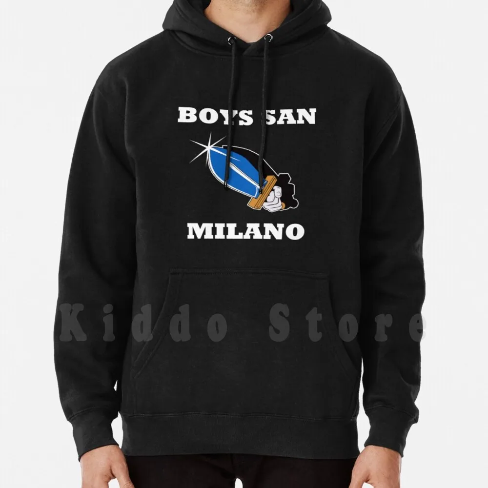 Bs69/Versione Nera Felpa Con Cappuccio Manica Lunga Ragazzi San Ragazzi San 1969 Inter Nerazzurri San Siro Stile Giuseppe