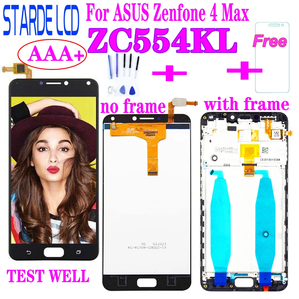 Beste Starde Lcd Voor Asus Zenfone 4 Max ZC554KL X001D Lcd Touch Screen Digitizer Montage Met Frame En Gratis Tools inbegrepen