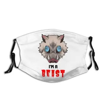 

Beast Hashibira Inosuke Non-Disposable Face Mask with Filter Demon Slayer Anime Anti Bacterial Dustproof Respirator Mouth Muffle