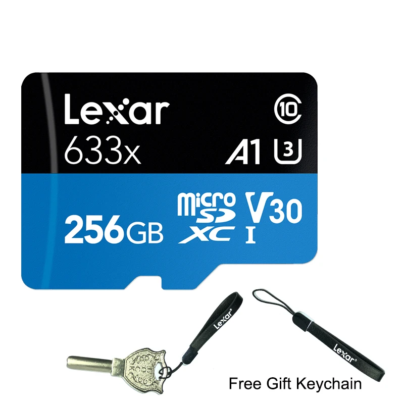 256GB-Keychain Оригинальная Micro SD карта Lexar 633x512 ГБ, карта памяти 256 ГБ, карта памяти 64 ГБ, высокая скорость до 95 м/с 128 ГБ C10 для Gopro nintendo switch - Емкость: 256GB-Keychain