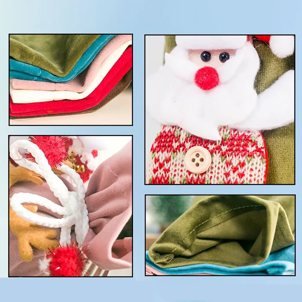 Christmas Wine Bottle Bags Fabric Santa Claus Doll Flannel Table Champagne Decoration Home Xmas Party Snowmen Draw Wine Cover