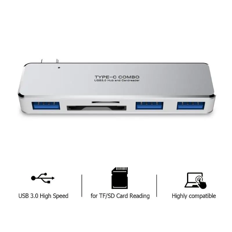 Портативный универсальный 3 USB 3,0 высокоскоростной расширитель type-C Мульти USB C концентратор с слотом для карт памяти TF новое поступление
