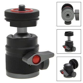 

DSLR Camera Professional Tripod Cold Shoe Mount Ball Head Vlogger 1/4 Screw Mini LED Light Adapter Universal 360 Degrees