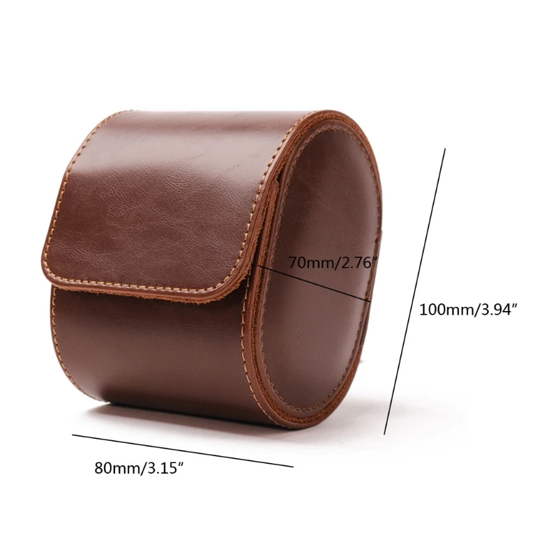 New Brown Real Leather Watch Roll Single Watch Travel Case