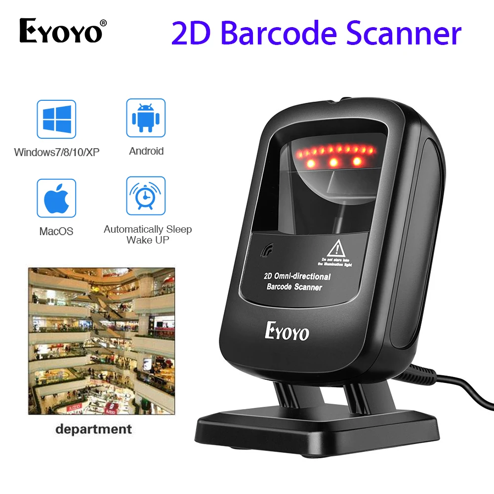 Eyoyo 2D Настольный сканер штрих кодов 1D считыватель qr Code11 автоматическое