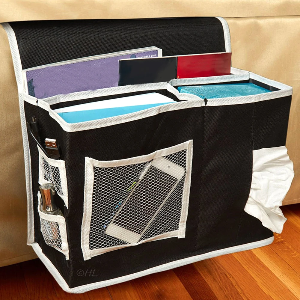  6 Pocket Bed Side Storage Mattress Book Tv Remote Organizer Magazine