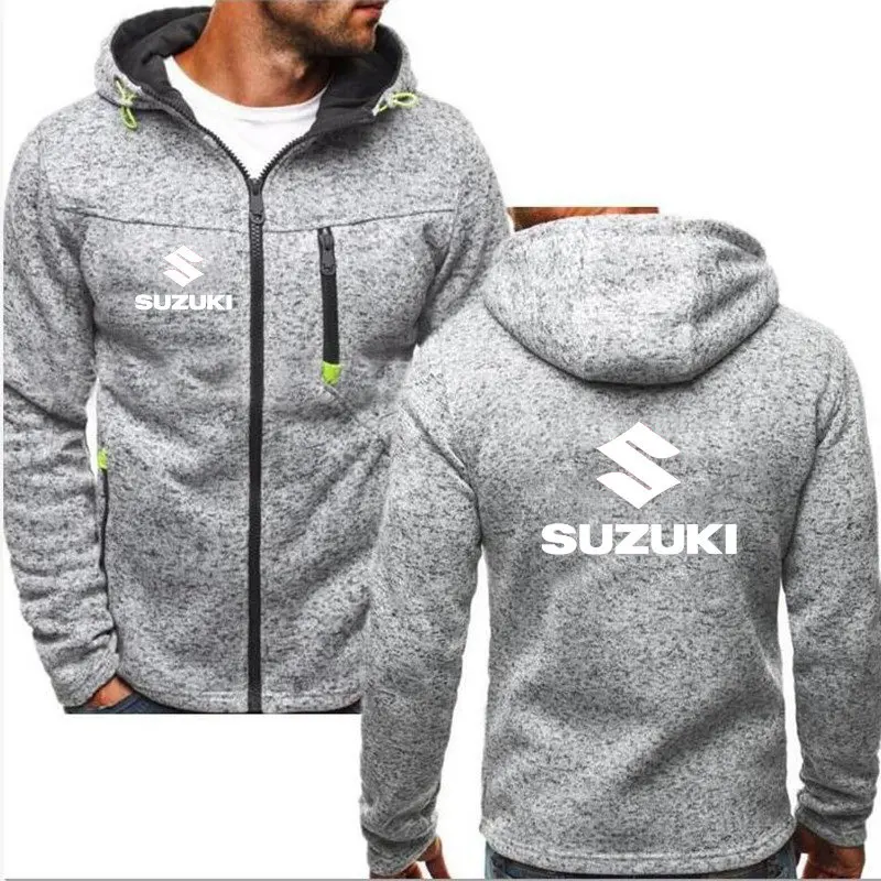 Модный мужской тонкий свитер с капюшоном и логотипом Suzuki, популярная куртка в стиле хип-хоп, осенний пуловер на молнии с карманом, пальто - Цвет: as picture