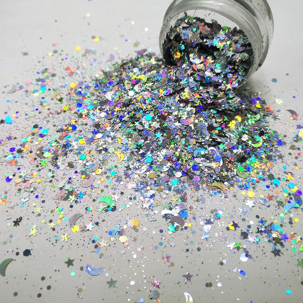 Assorted Laser Silver Glitter Flakes Nail Art DIY Resin Mold Sequins Stuff Decor Phone Case Shaker Fillings Sparkle Paillett