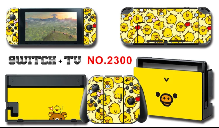 1set New Cute Anime Full Body Sticker for NS Switch Protective Cover Skin Colorful Art for Game Console Joy-Con Controller Decor