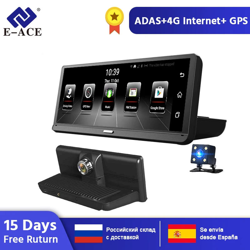 Продажа E ACE E14 Автомобильный видеорегистратор 4G Android Dash Camara 8,0 дюймов видео рекордер font b gps b font навигация Dashcam ADAS Авто регистратор с камерой заднего вида