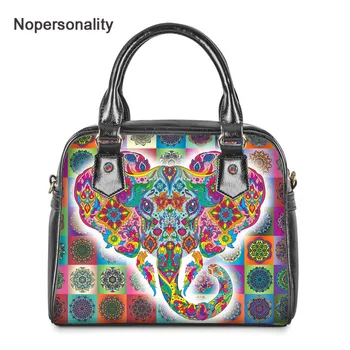 

Nopersonality Mandala Elephant Printed Women PU Leather Handbag Small Shoulder Bag Luxury Women Bags Lady Tote Bag Waterproof