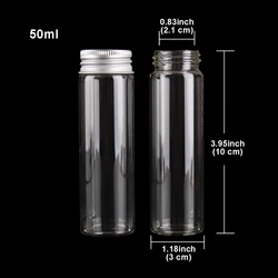 Set of 4 Versatile Glass Bottles with Aluminum Lids - Choose from 7 Sizes (50ml)