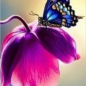 

Hot 5D DIY Full Round Diamond Painting Cross Stitch "Butterfly Flower" 3D Diamond Embroidery Rhinestone Mosaic Home Decor Gift