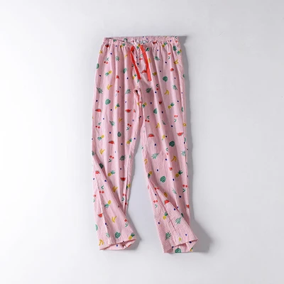 Женские штаны для сна, полосатые штаны, пижамные брюки, тканые Хлопковые Штаны для сна - Цвет: Красный