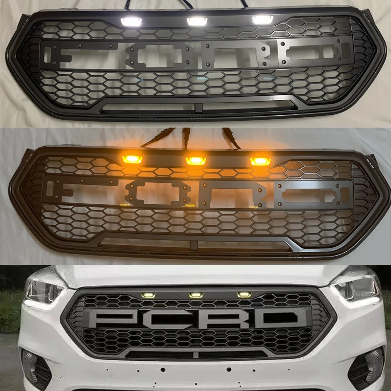 Radiator Grille Front Bumper Mask Mesh Cover Amber Led Racing
