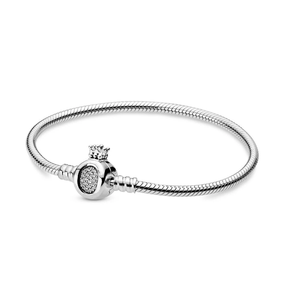 Подлинный 925 пробы серебряный Moments Корона о браслет в европейском стиле Подходит для женщин шарик шарм браслет подарок DIY ювелирные изделия