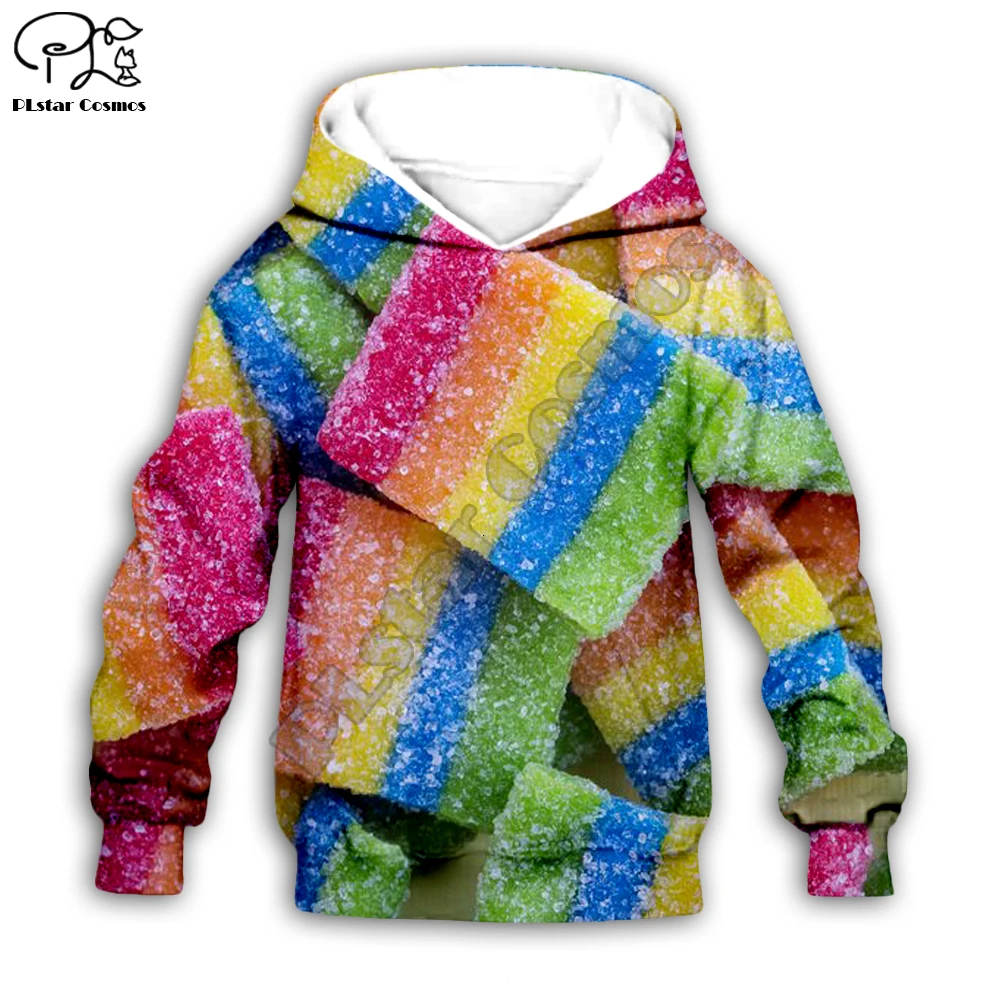 

Sweet Sugar 3d Kids Hoodies food rainbow candy print t shirts tees zipper Hooded baby girl boys clothing family set jogger pant