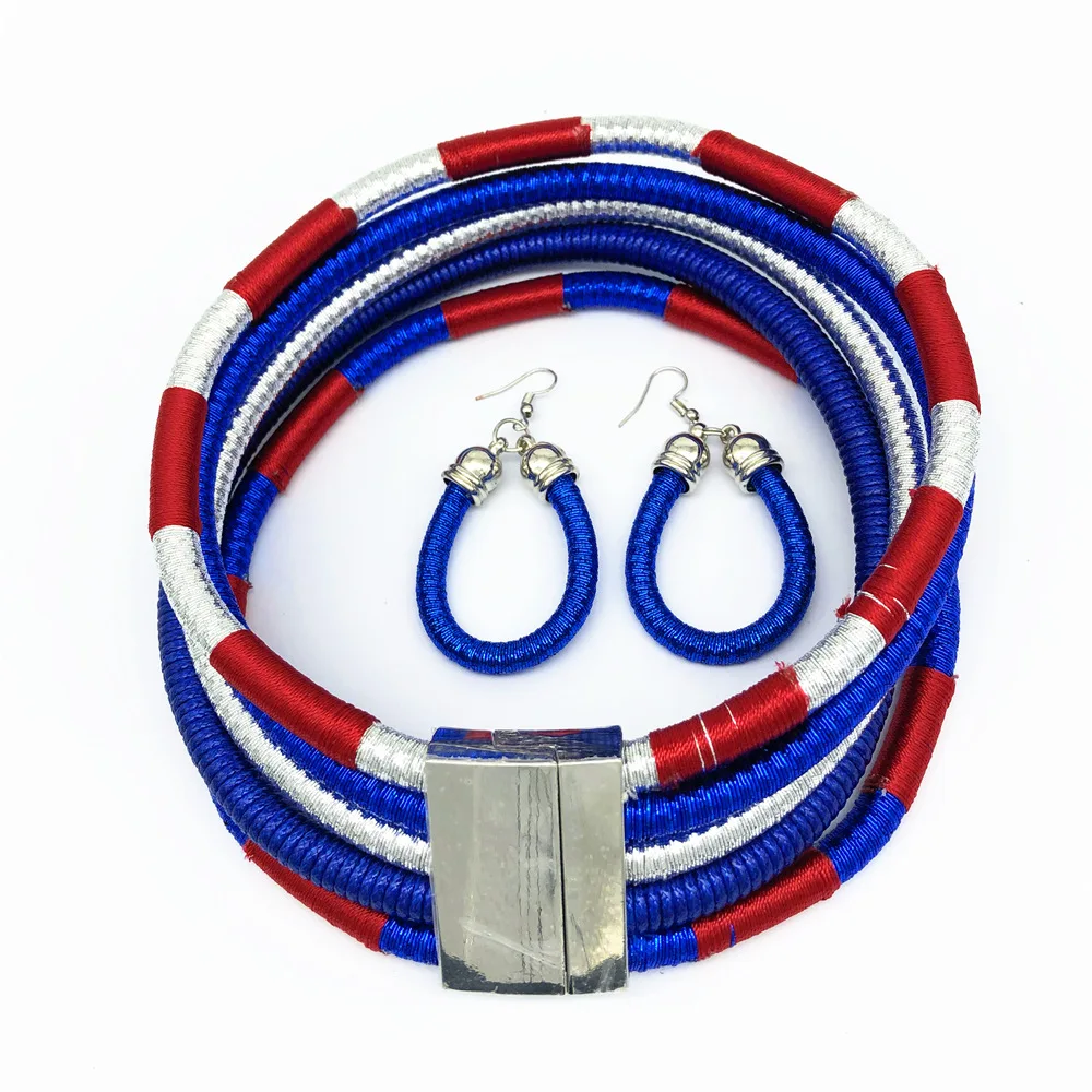 Billig Liffly Marke Halskette Ohrringe Multi schicht Woven Schmuck Halsband Halskette Braut Hochzeit Afrikanische Perlen Schmuck Set für Frauen