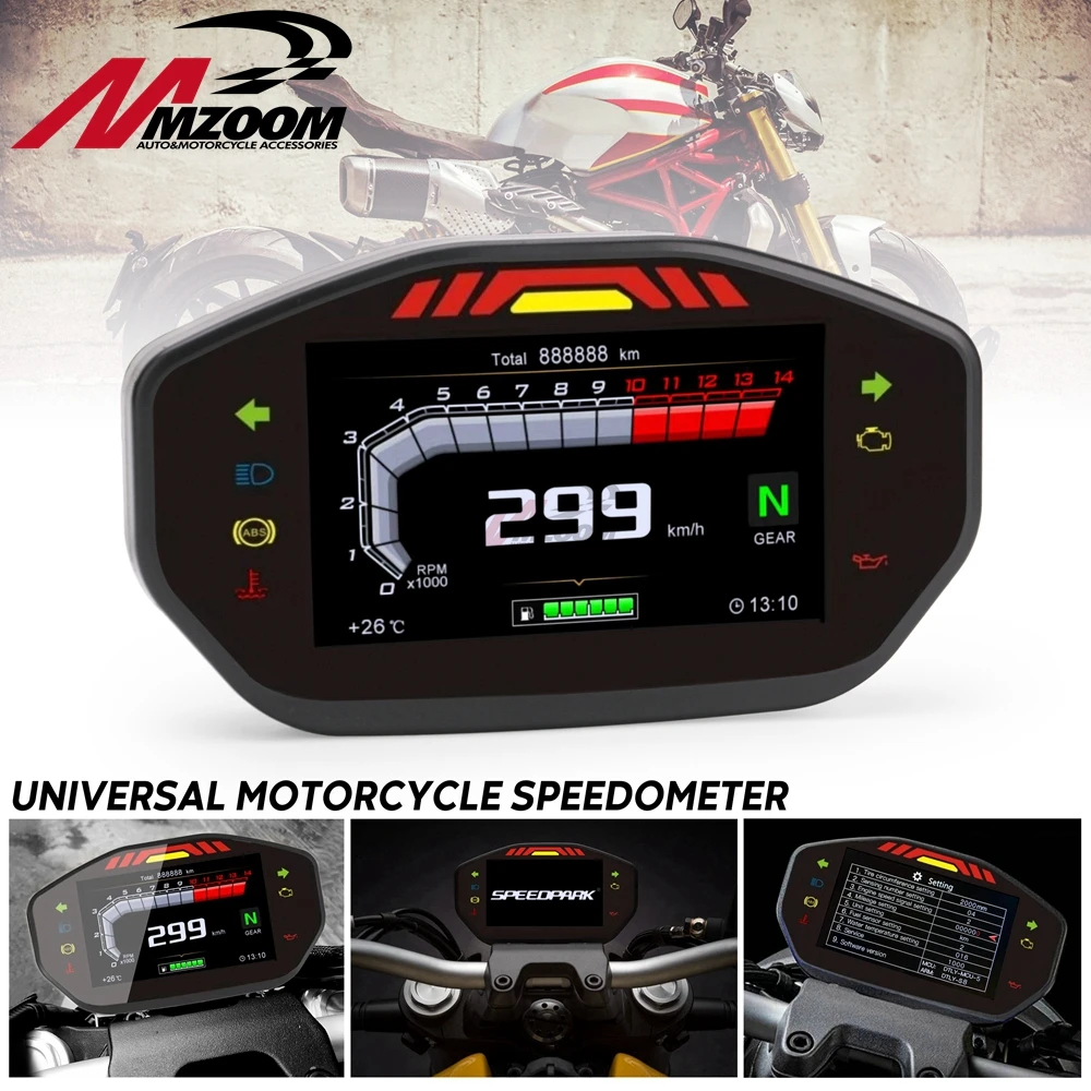 Compteur de vitesse numérique LCD universel pour moto, rétroéclairage,  odomcirculation, TFT, 6 vitesses, 1,2,4 cylindres, livraison gratuite