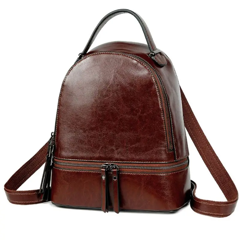 

WoMan Leather Backpack Travel Daypack College School Bookbag Rucksack