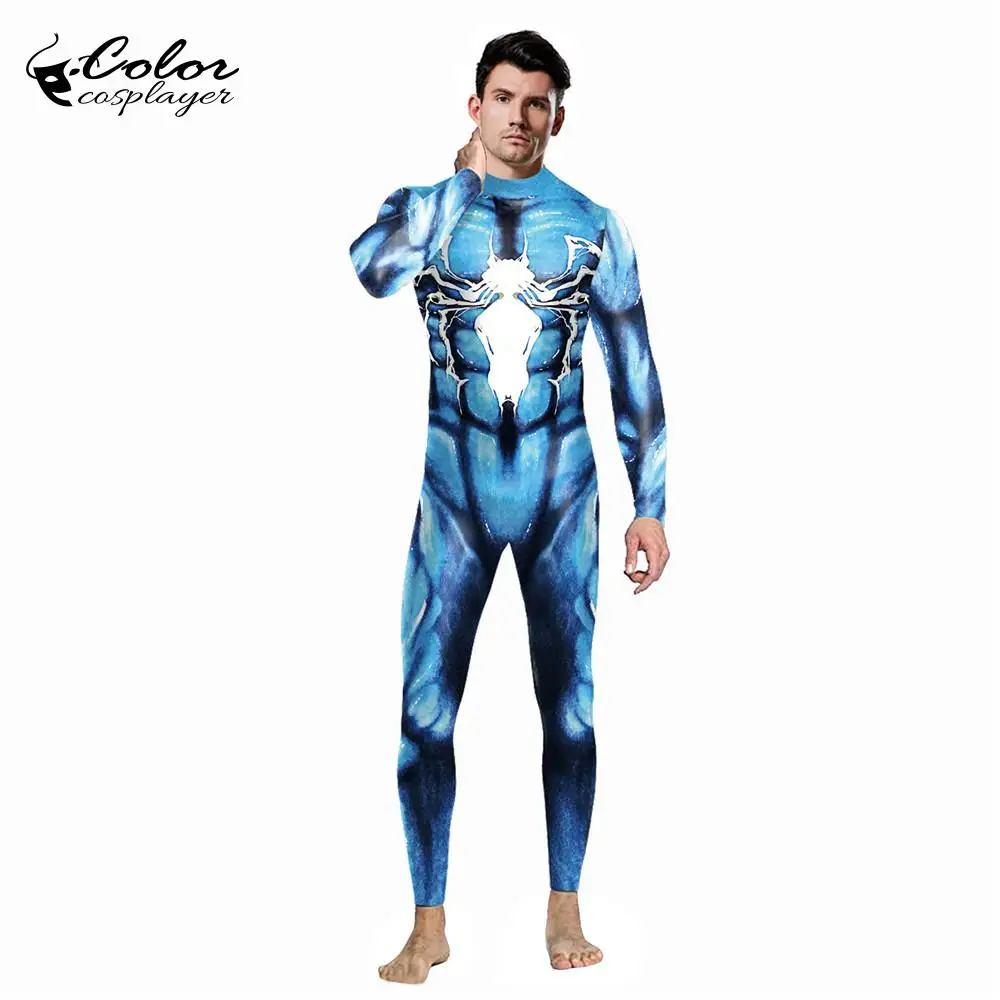 Color Cosplayer Super Hero Venom Cosplay Costume Women Men Spiderman Tight Purim Carnival Cosplay Clothing Long Sleeve Plus Size