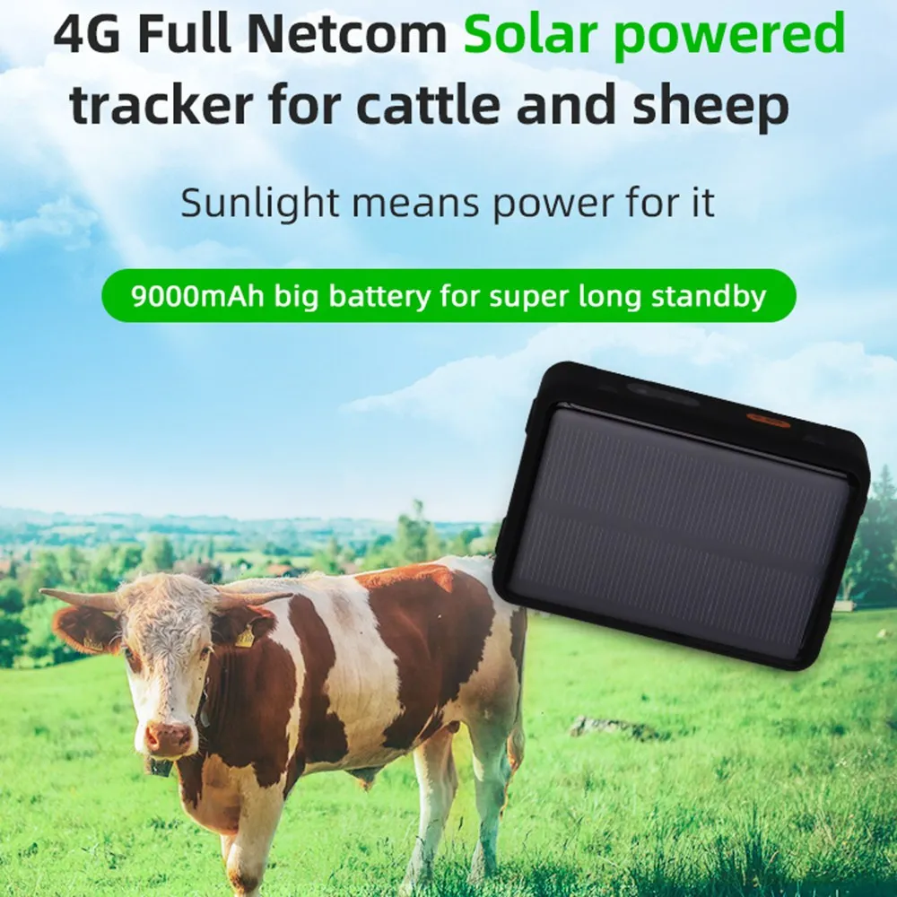 Solar GPS Tracker Power Sheep Cow Cattle RF-V34 9000mAh Waterproof GSM GPS WiFi Tracking Voice monitoring Anti-remove SOS Alarm