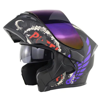 

Soman SM-X5 Flip up Dual Visors Motorbike Helmets Full Face DOT Ventilate Motorcycle Helmet+K5 Multi Lens casco capacete moto