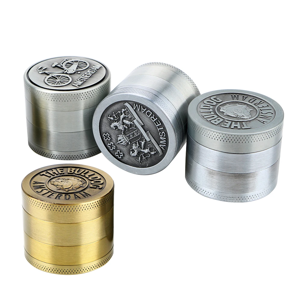 

Herb Spice Grinder 40 MM 4 Parts Zinc Alloy Herb Grinder Weed Cutter Pollen Presser AMSTERDAM