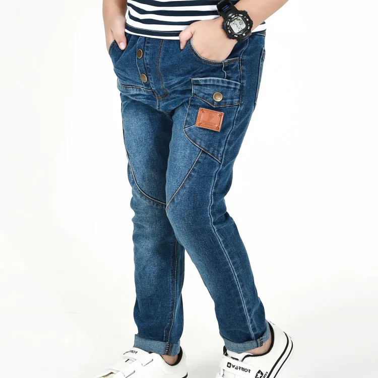 

2019 Autumn New Products Children Cowboy Trousers BOY'S Girls Children Solid Color Versatile Casual Large File Jeans
