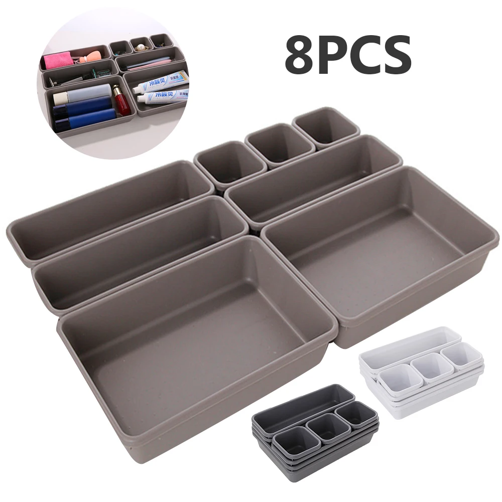8Pcs Desk Box Drawer Organization Tray Organizer Box Trays Home Storage Boxes 8Pcs Desk Box Drawer Organization Tray Organizer Box Trays Home Storage Boxes