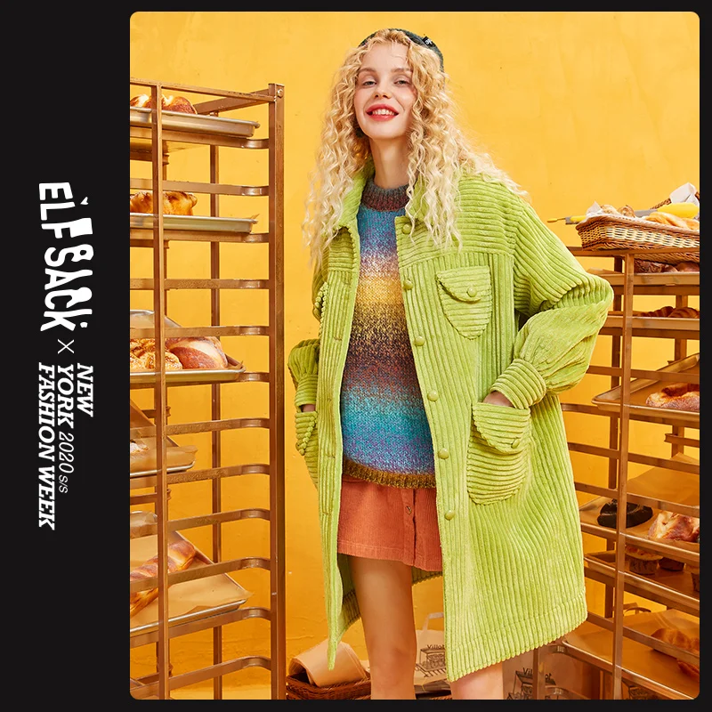 ELFSACK, зеленый, однотонный однобортный Тренч для женщин, 2019, осень, зима, специальный карман, рукав Бишоп, Офисная Женская верхняя одежда ELFSACK, зеленый, однотонный однобортный Тренч для женщин, 2019, осень, зима, специальный карман, рукав Бишоп, Офисная Женская верхняя одежда