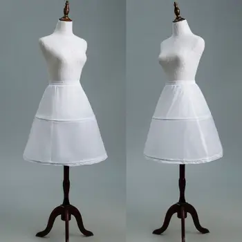

Kids Flower Girls 2 Hoop Single Layer A-Line Crinoline Drawstring Elastic Waist Petticoat for Wedding Dress Underskirt Half Slip
