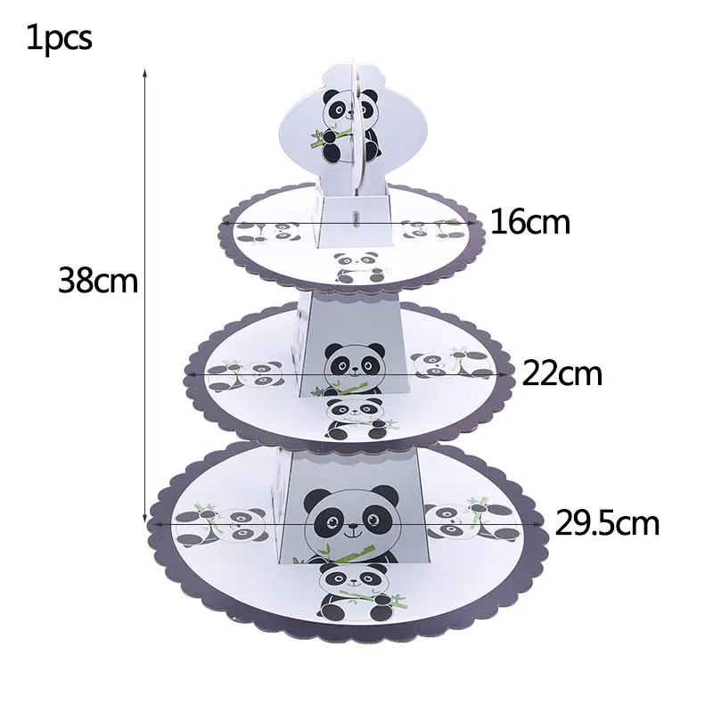 1pc Cake shelf Мультфильм животных панда тематическая вечеринка на день рождения украшения детский душ одноразовые посуда гелиевые шары Подарочная сумка баннер соломинки - Цвет: 1pc Cake shelf