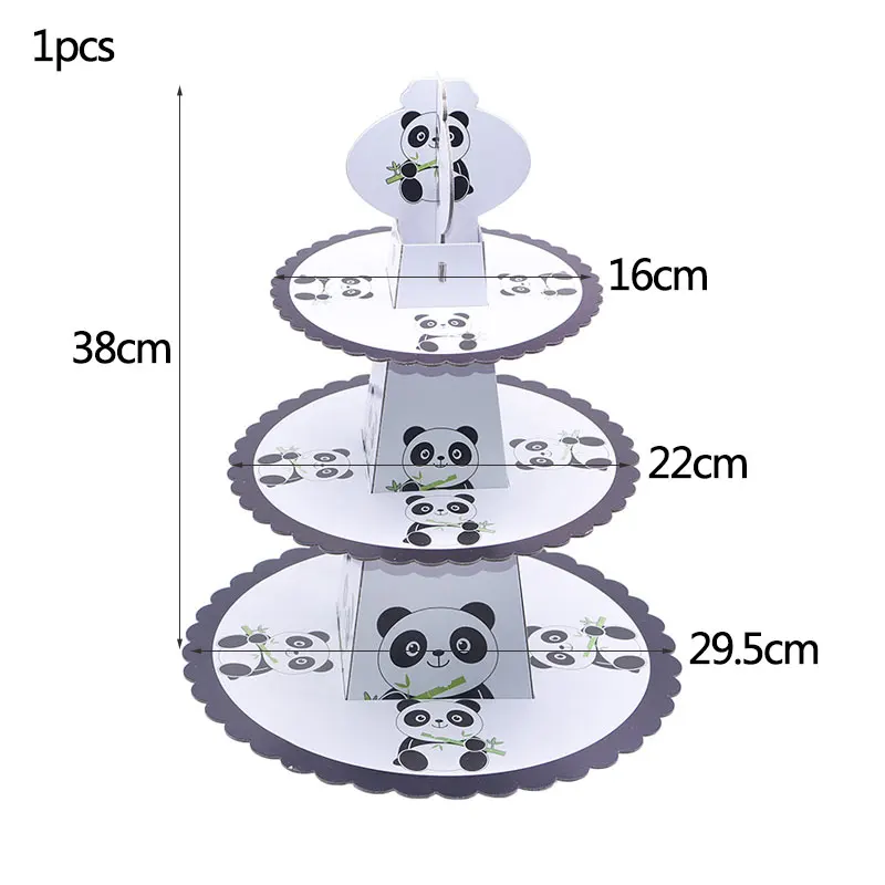 Мультфильм животных панда тематическая вечеринка на день рождения украшения детский душ одноразовые посуда гелиевые шары Подарочная сумка баннер соломинки - Цвет: 1pc Cake shelf