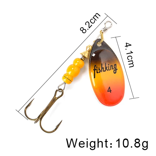 FISH KING Spinner Bait 3.9g 4.6g 7.4g 10.8g 15g Spoon Lures pike Metal With Treble Hooks Arttificial Bass Bait Fishing Lure as photo