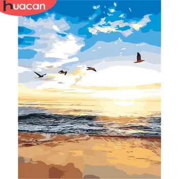 

HUACAN Coloring By Number Seascape Drawing On Canvas HandPainted Painting Art Gift DIY Pictures By Number Kits Home Decoration