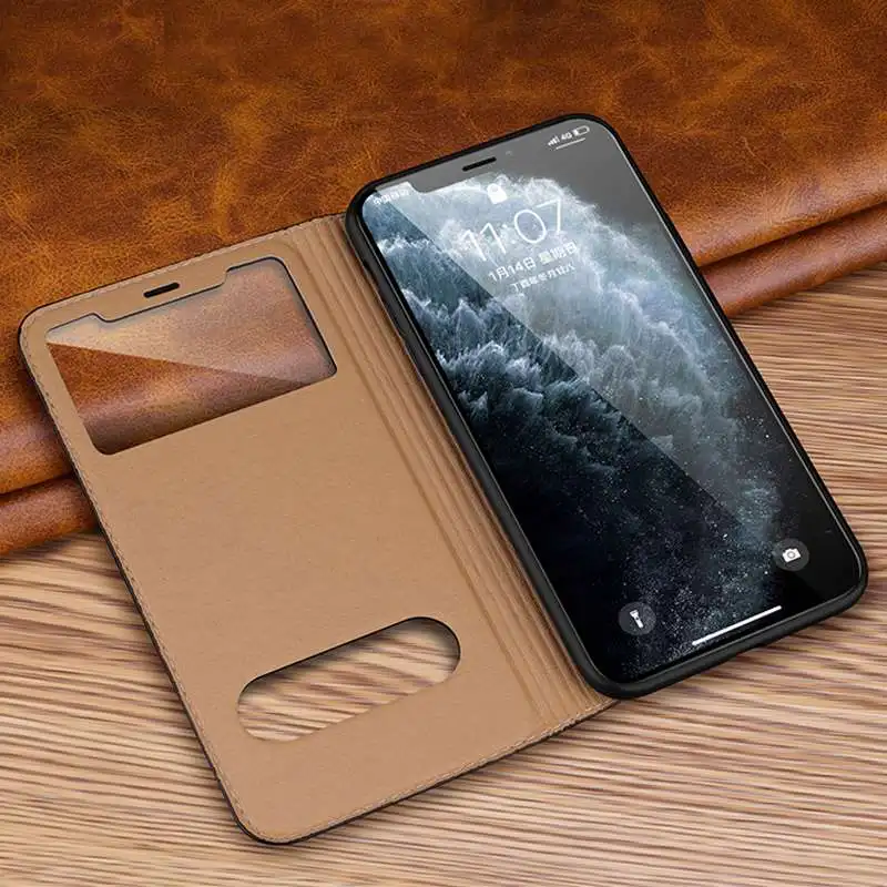 Чехол из натуральной кожи для Iphone 11 11Pro Max, чехол с окошком для просмотра, чехол для Iphone 11 Pro, чехол с магнитной защитой, корпус