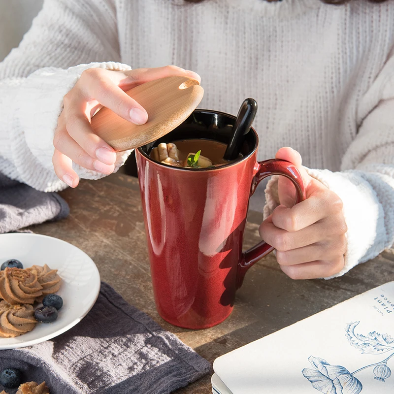 

Simple and Generous Ceramic Cup with Large Capacity of 500ml Coffee Cup Family Couple Water Cup