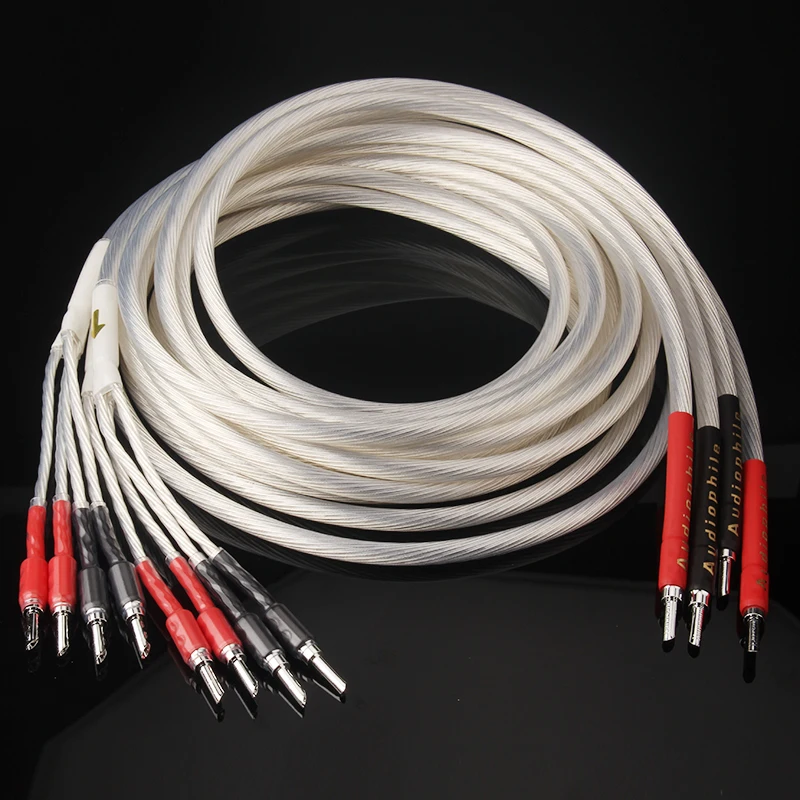 Аудиокабель для динамиков HIFI посеребренные Аудиокабели Bi-Wire Bannana / Spade Plug |
