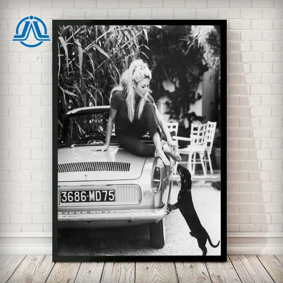 

Black and White Famous Model Photo Vintage Picture Art Painting Wall Decor Brigitte Bardot French Fashion Poster Canvas Prints